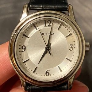 Bulova Black Leather Watch